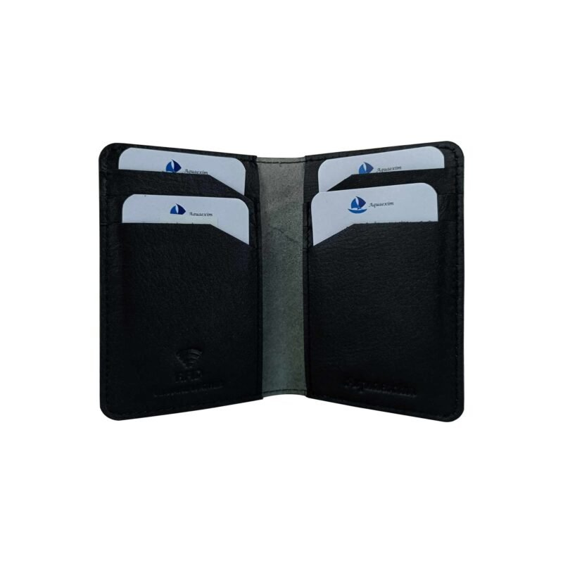 Leather Slim Card Holder With RFID Blue/ Black