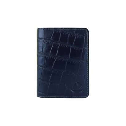 Leather Slim Card Holder With RFID Blue/ Black