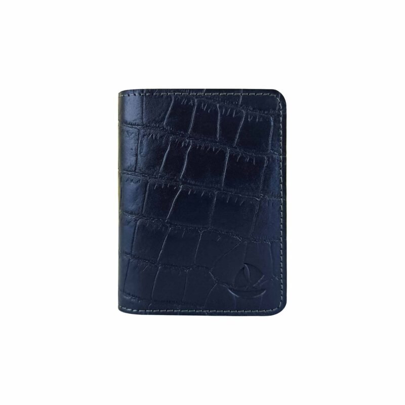 Leather Slim Card Holder With RFID Blue/ Black