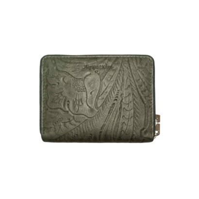 Aquaexim Trendy Leather Ladies Wallet with Round Zip Closure Green