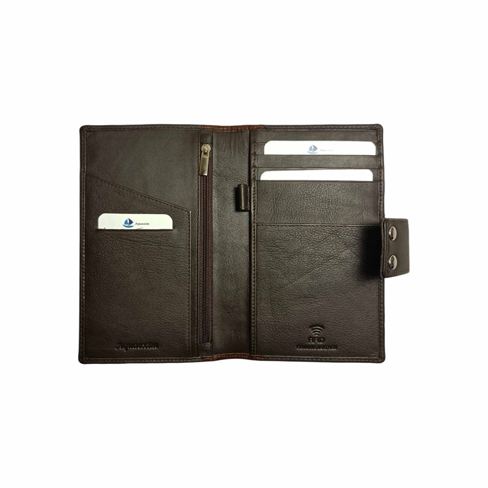 Aquaexim Genuine Leather Long Passport Holder Brown Aquaexim Genuine Leather Long Passport Holder Brown