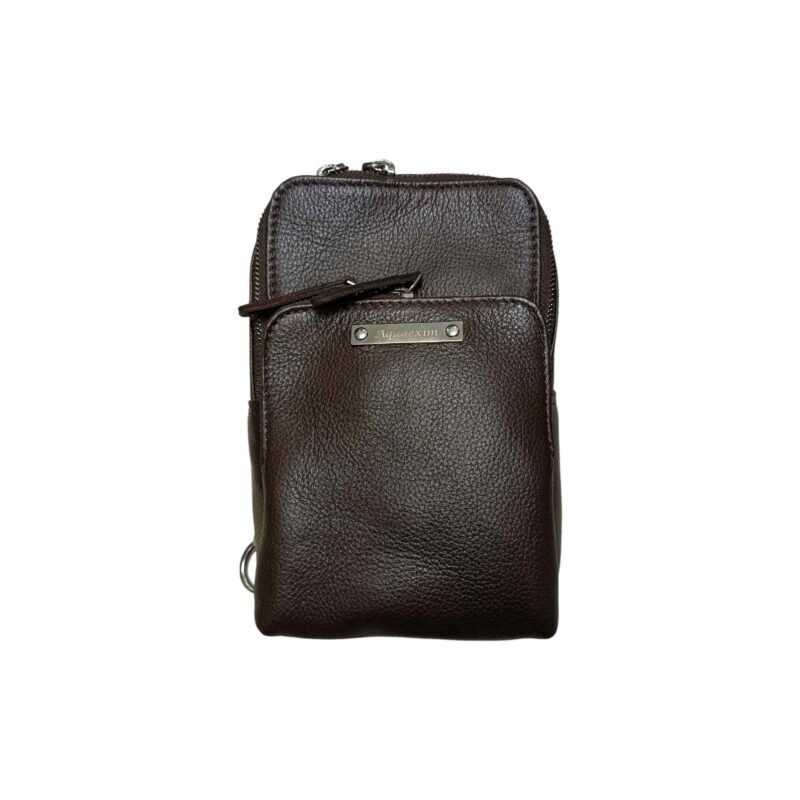 Aquaexim Stylish Leather Chest Bag Brown