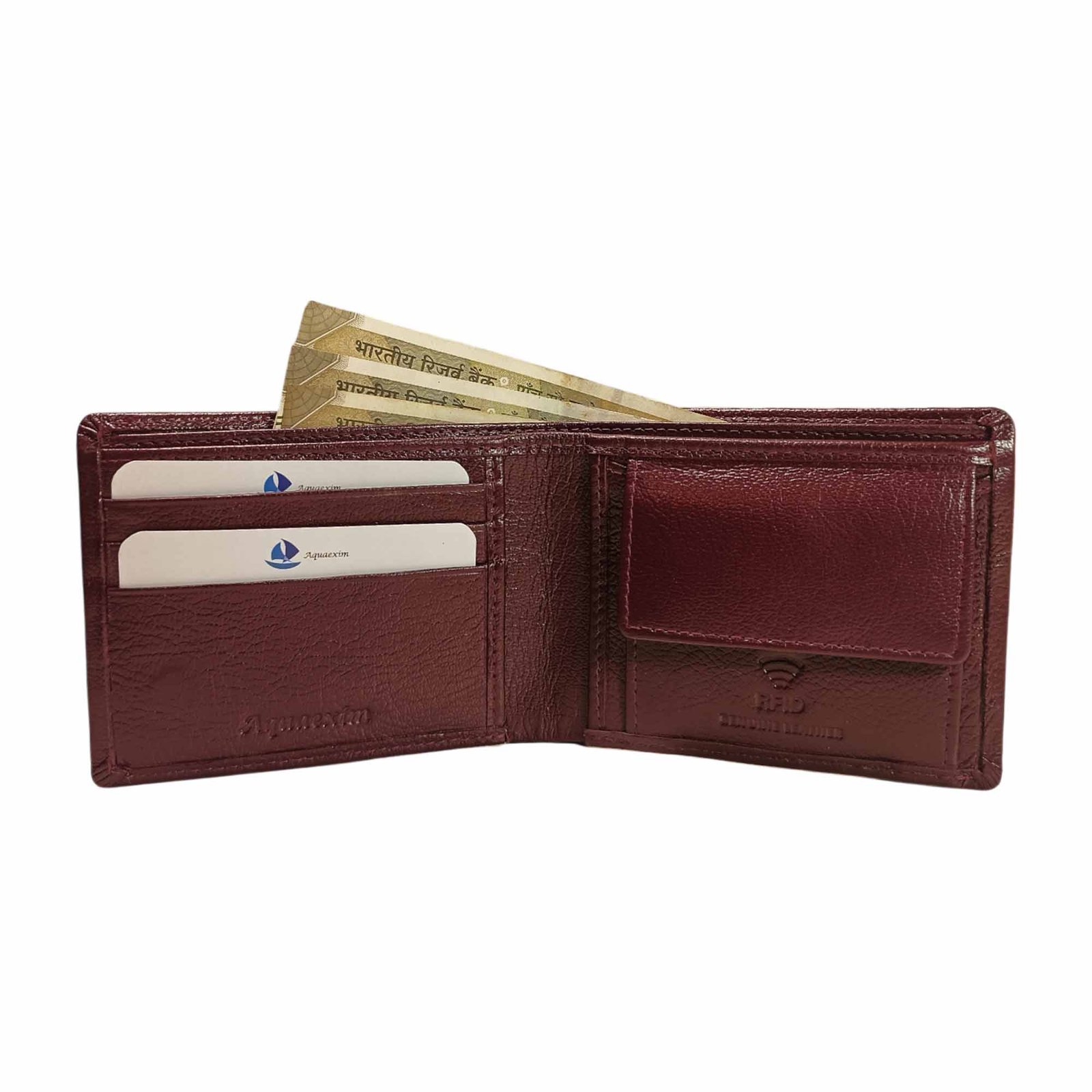 Men’s Slim Leather Wallet – RFID Protected & Seamless Design Maroon