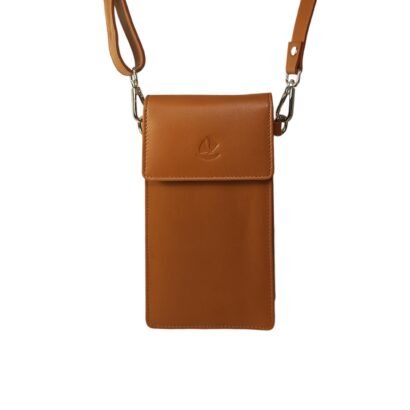 Genuine Leather Sling Mobile Holder Tan
