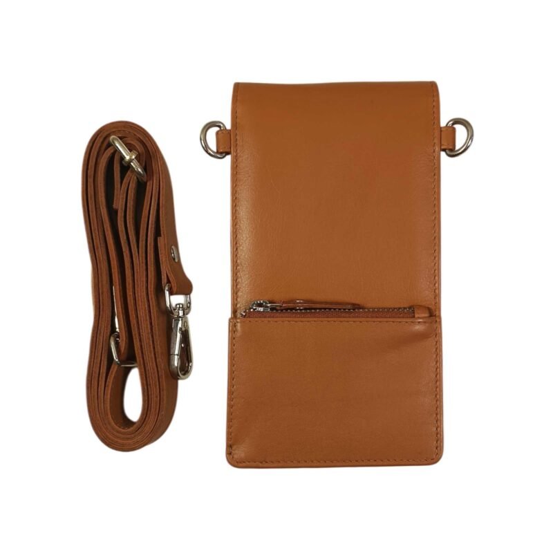 Genuine Leather Sling Mobile Holder Tan
