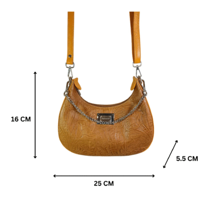 Aquaexim Stylish Round Leather Sling Bag For Women Yellow Aquaexim Stylish Round Leather Sling Bag For Women Yellow