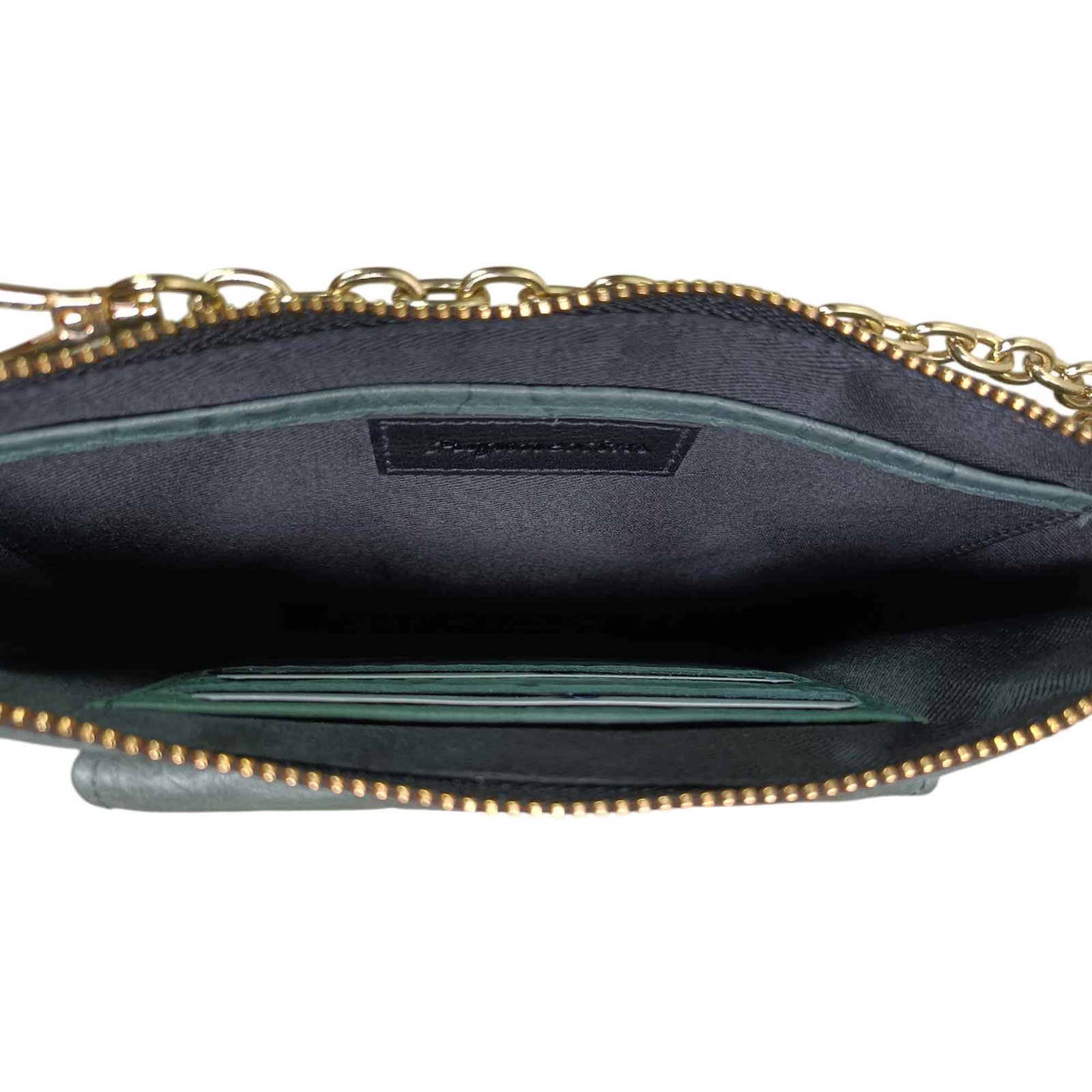 Aquaexim Ladies Slim Leather Sling Pouch Green Texture