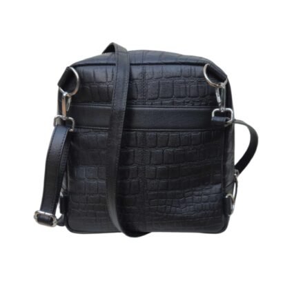 Aquaexim Leather Sling & Backpack Bag Black Croco