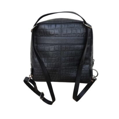 Aquaexim Leather Sling & Backpack Bag Black Croco