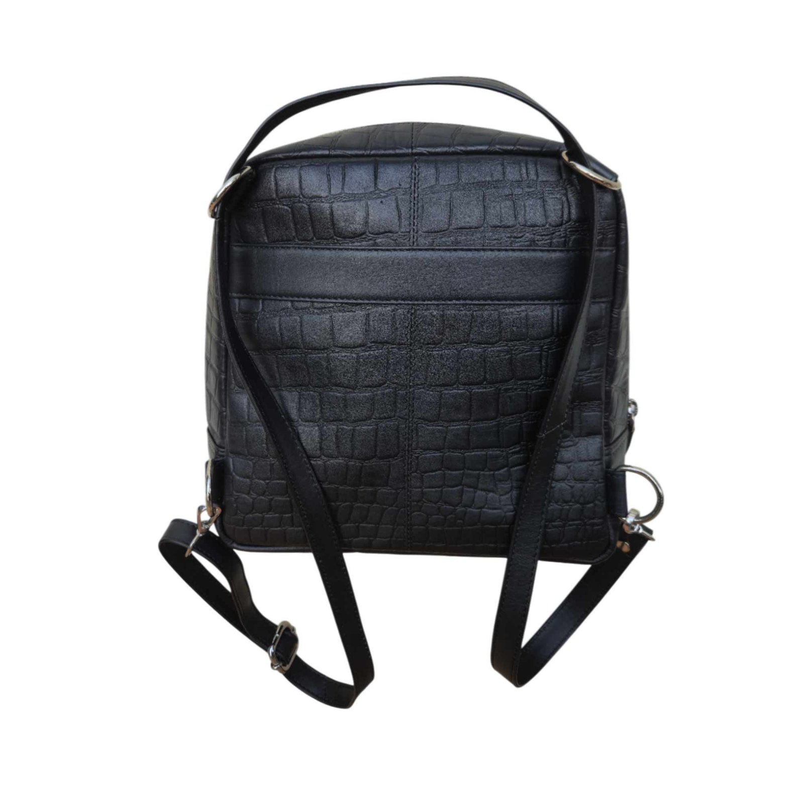 Aquaexim Leather Sling & Backpack Bag Black Croco