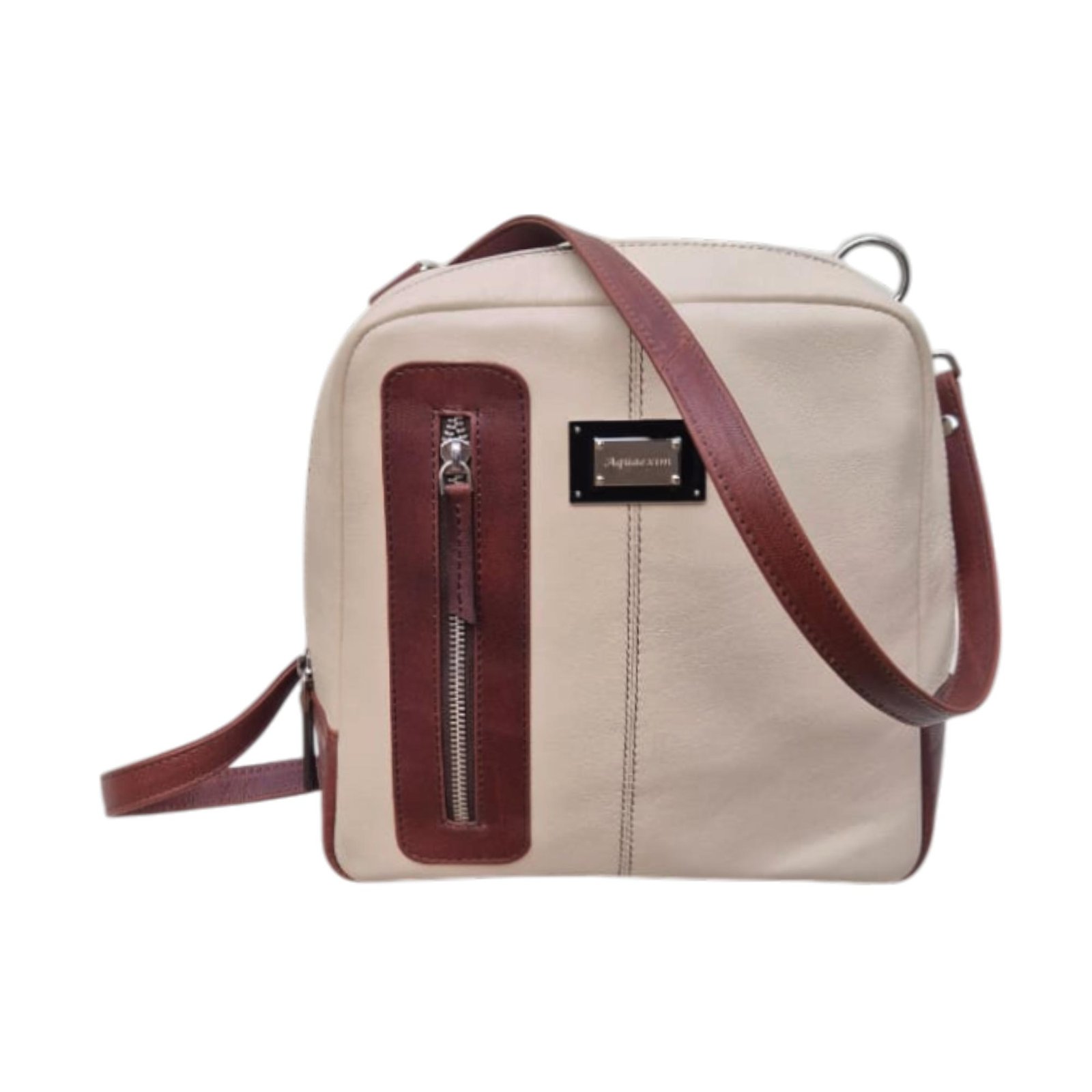 Aquaexim Leather Sling & Backpack Bag Cream