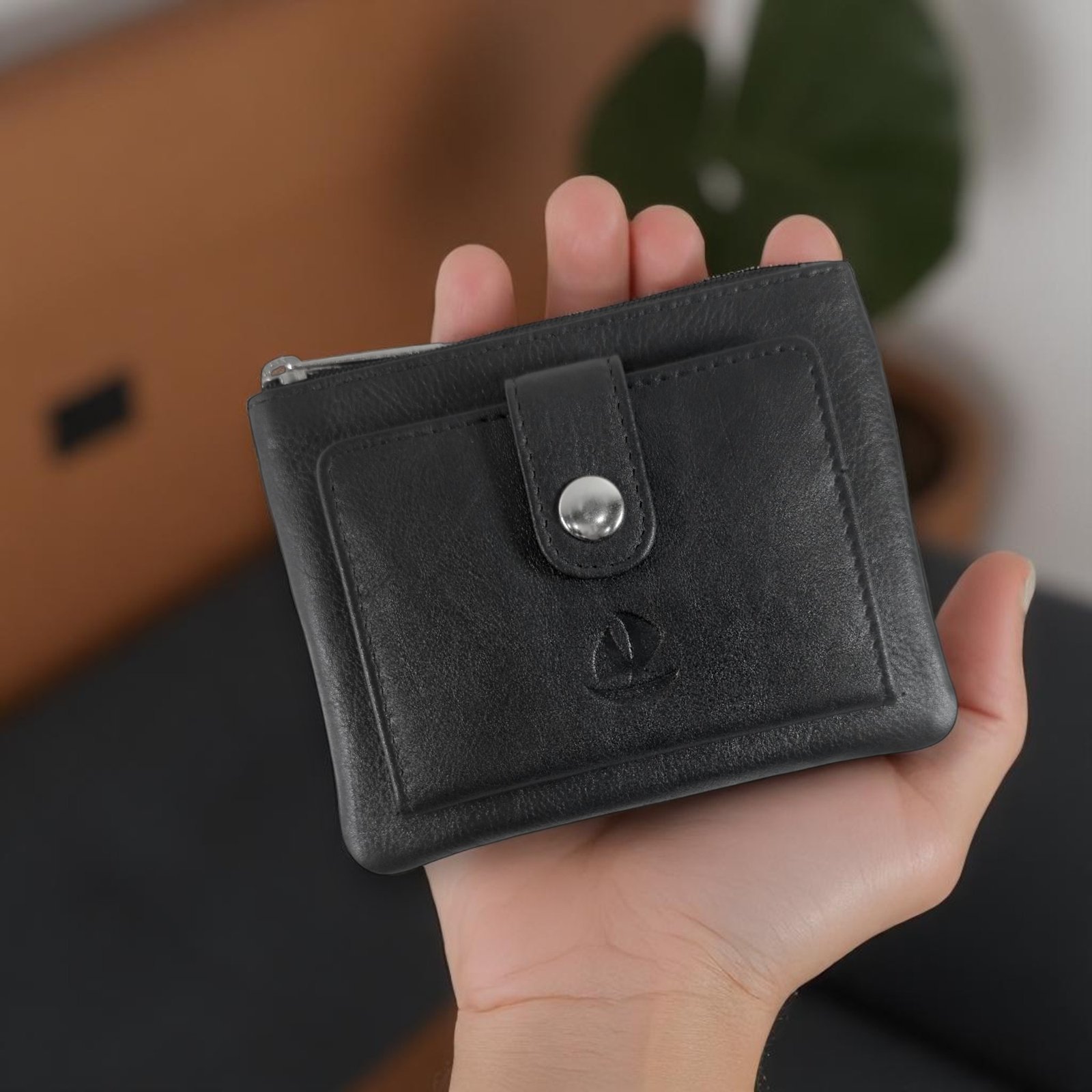 Stylish Coin Pouch with Card Slots Black Stylish Coin Pouch with Card Slots Black