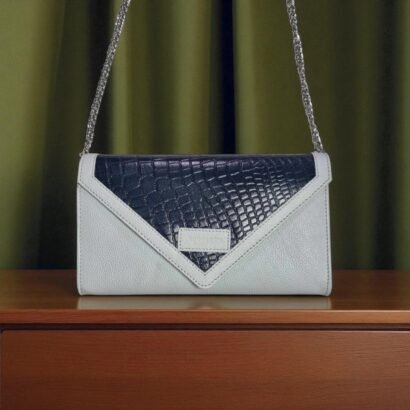 Classic Leather Clutch with Chain.