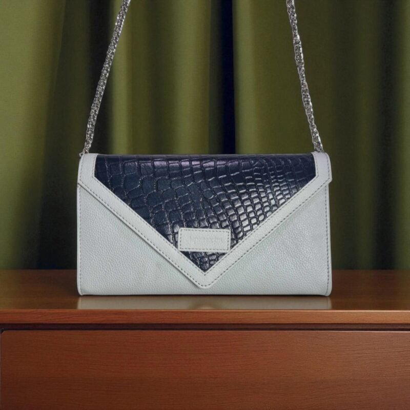 Classic Leather Clutch with Chain.