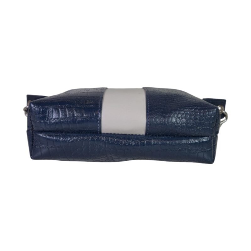 Leather Sling Bag with Chain Blue Croco
