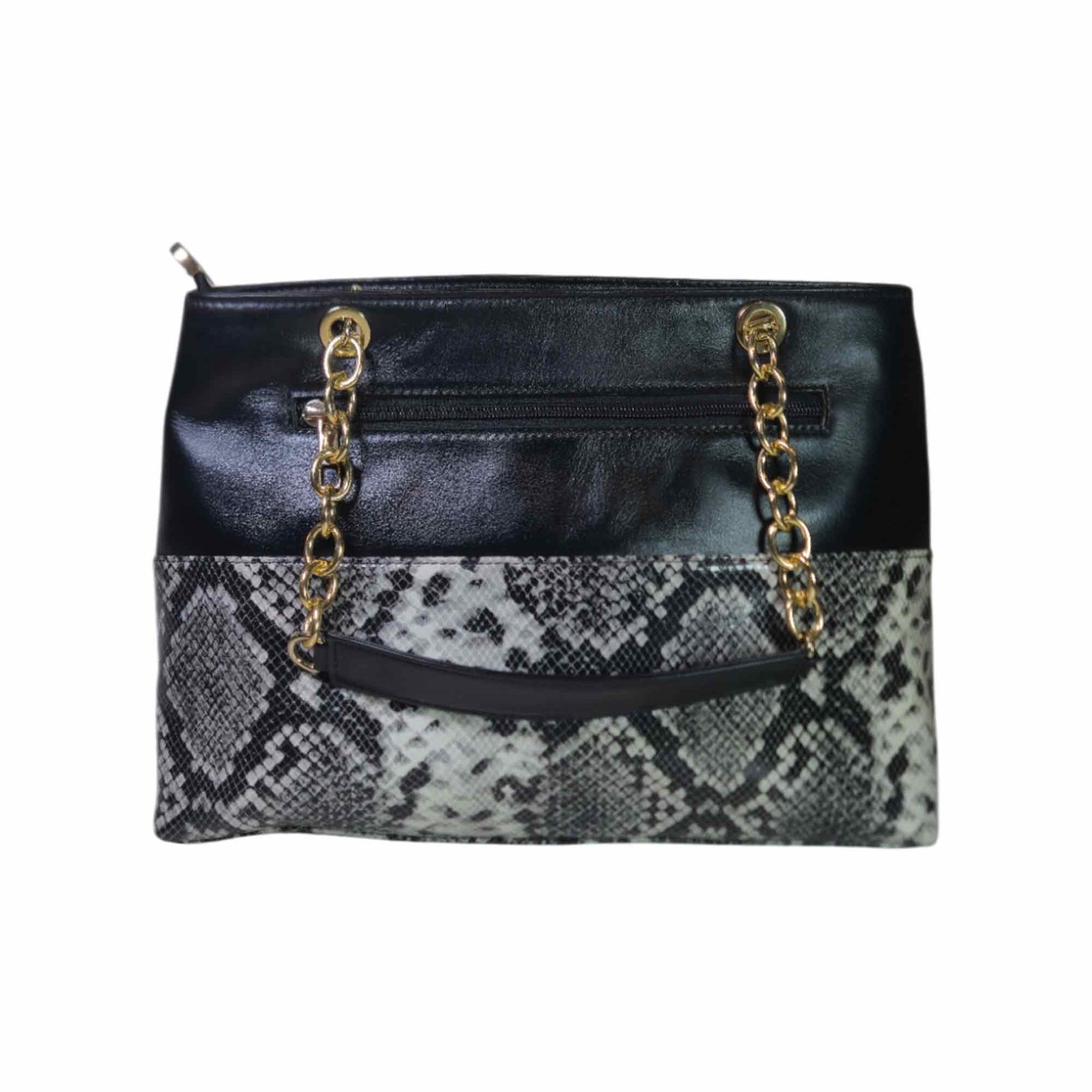 Aquaexim Stylish Leather Tote Bag Black Snake Print