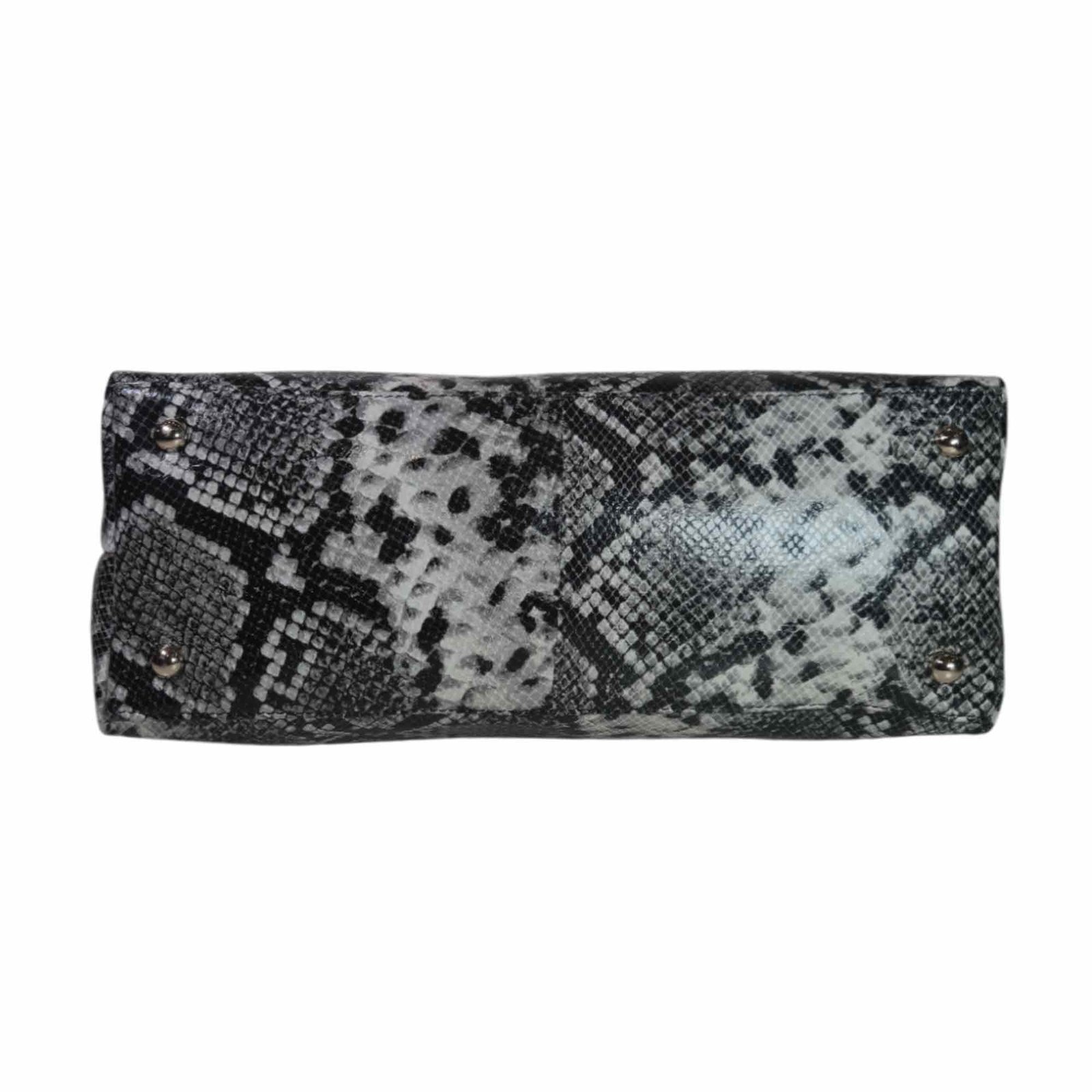 Aquaexim Stylish Leather Tote Bag Black Snake Print