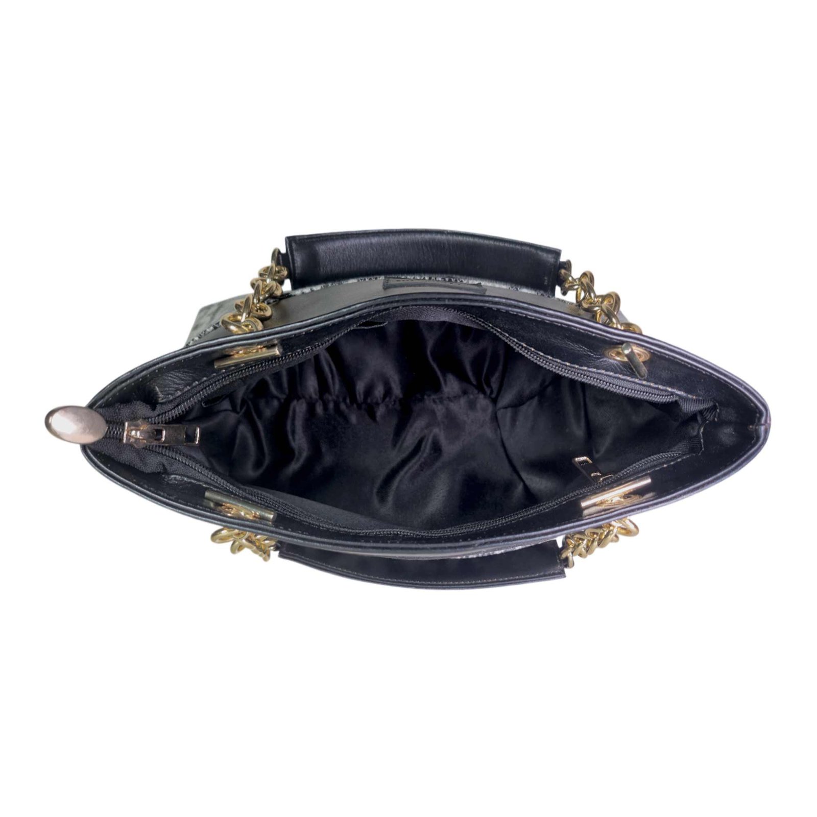 Aquaexim Stylish Leather Tote Bag Black Snake Print