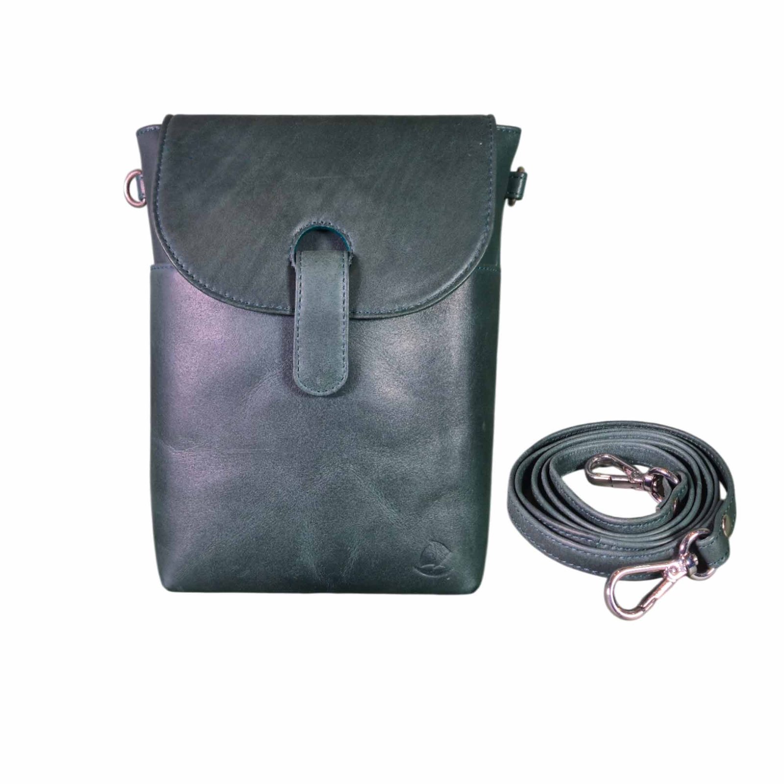 Small Leather Messenger Bag Unisex – Aquaexim Green