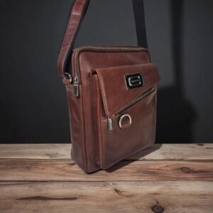 Premium Leather Messenger Bag for Men | Aquaexim Brown