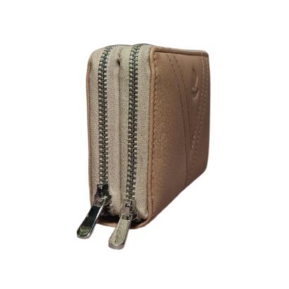 Spacious Double Zip Ladies’ Leather Wallet Pink