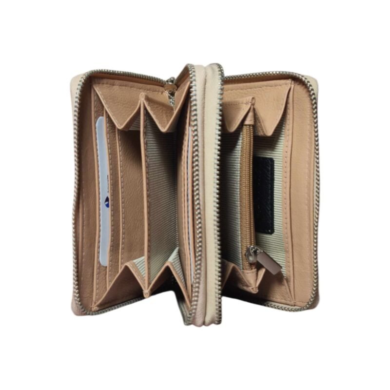 Spacious Double Zip Ladies’ Leather Wallet Pink