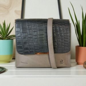 Aquaexim Women’s Premium Leather Sling Bag Gray