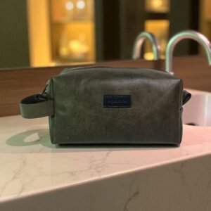 Handcrafted Leather Toiletry Bag Olive
