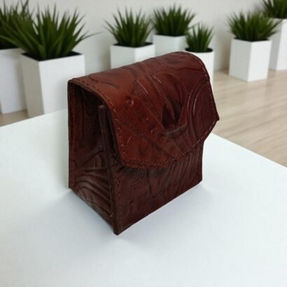 Aquaexim Leather Ear Pods Holder Brown Texture