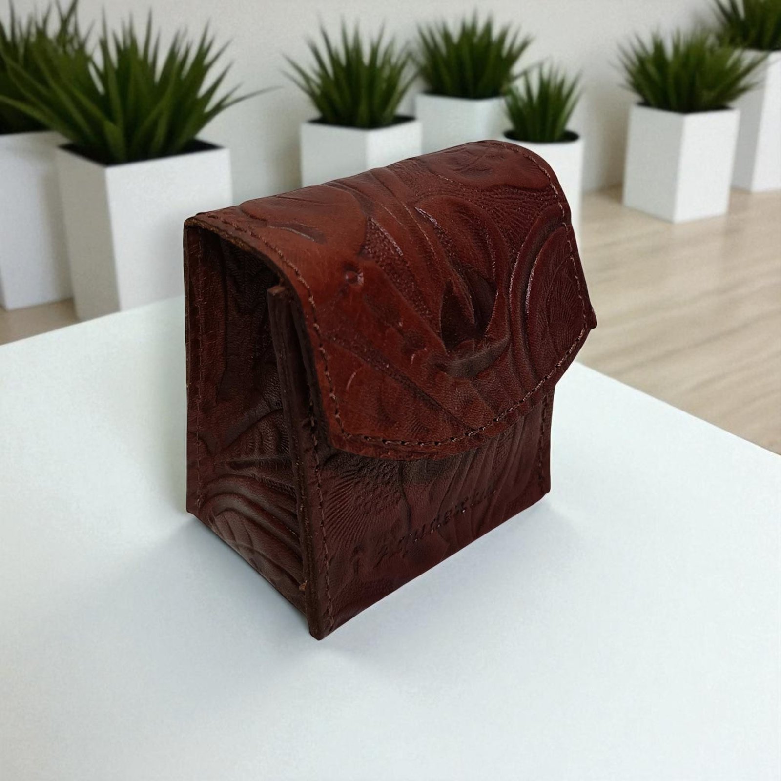 Aquaexim Leather Ear Pods Holder Brown Texture Aquaexim Leather Ear Pods Holder Brown Texture